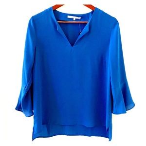 Blue Bell-Sleeved Blouse